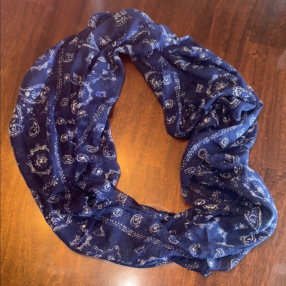 Blue Paisley Infinity Scarf Soft Lightweight Accessory